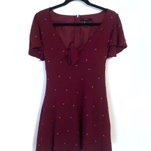 Forever 21 Dark Red Pink Hearts Dress Size S